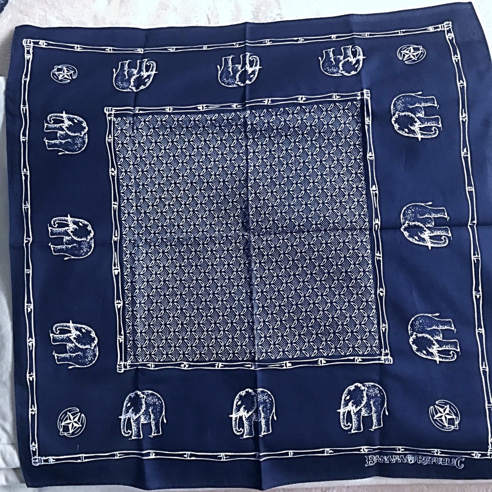 Banana Republic Navy and White Elephant Bandana